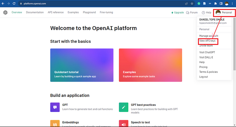 OpenAI platform screenshot