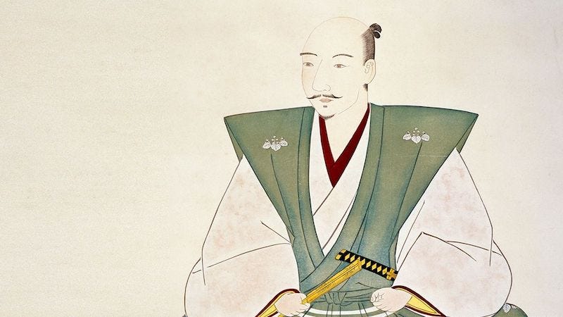 A painting of the warlord Oda Nobunaga before going into battle at Okehazama