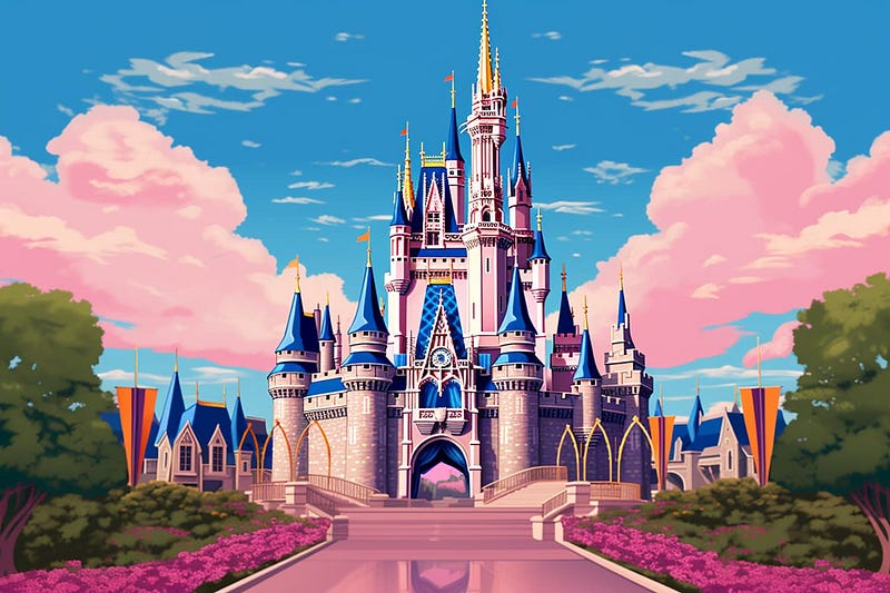 Pop art illustration of the iconic Disney World castle