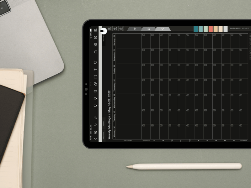 Meeting Planner goodnotes template inside the iPad Pro