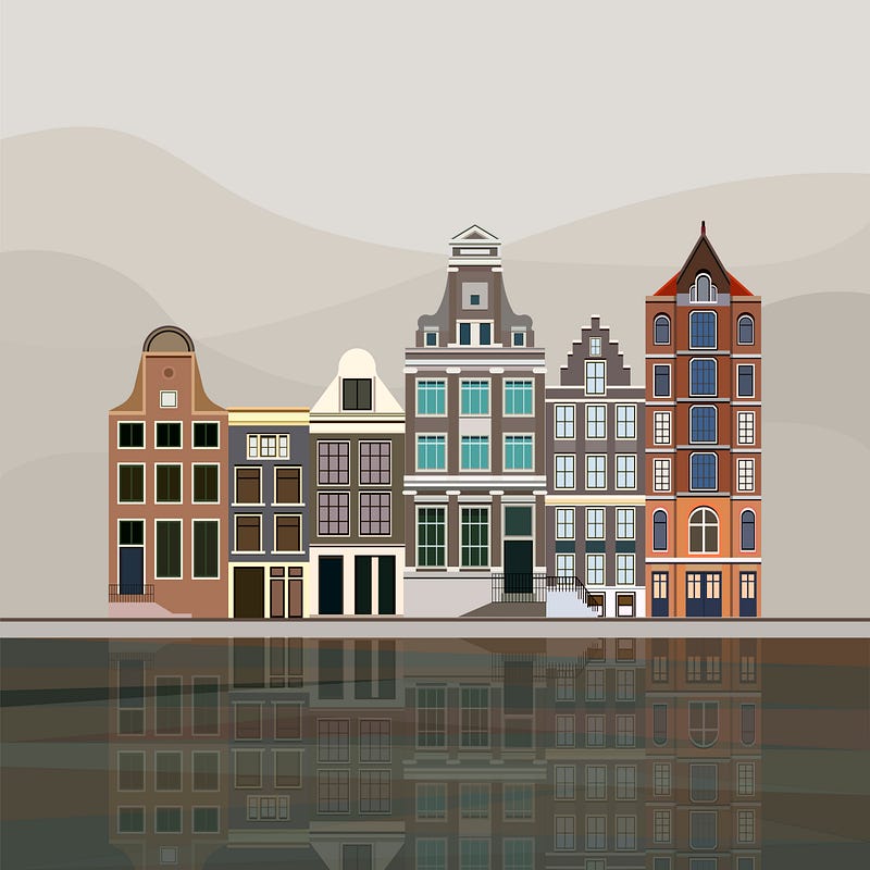 Amsterdam buildings illustration