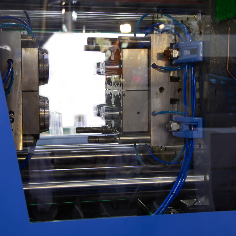 inside view on injection molding machine