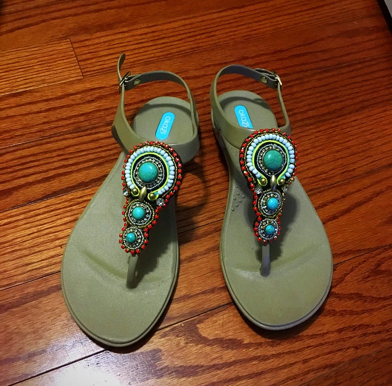 Oka-B sandals beige with turquoise stones and beading