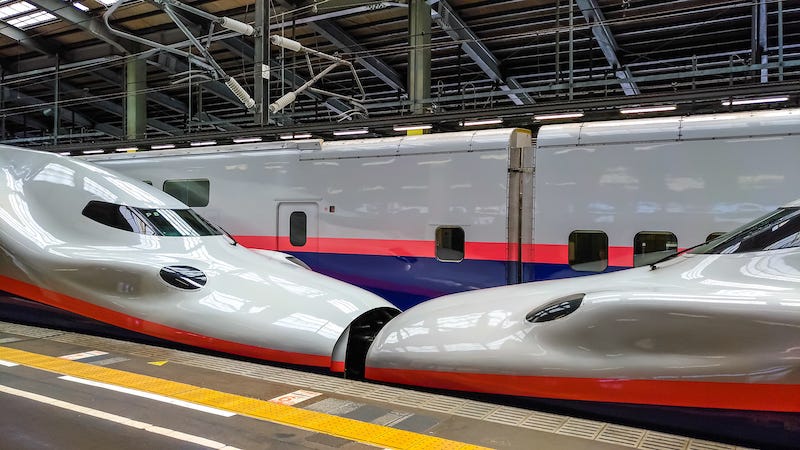 A bullet train bound for Niigata City on the Joetsu Shinkansen Line