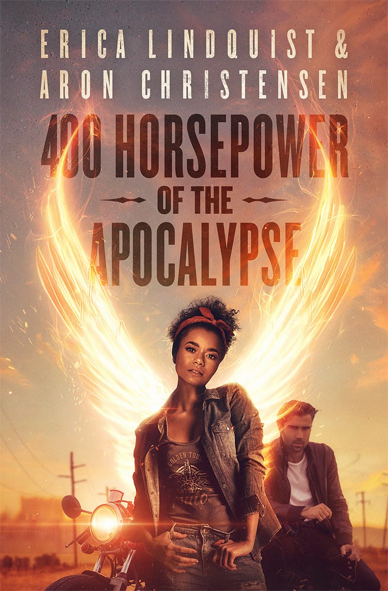 Image: Cover of 400 Horsepower of the Apocalypse, by Erica Lindquist & Aron Christensen