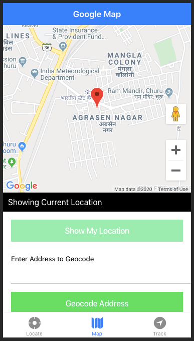 Showing current geolocation on AGM Google Map in Capacitor — Web