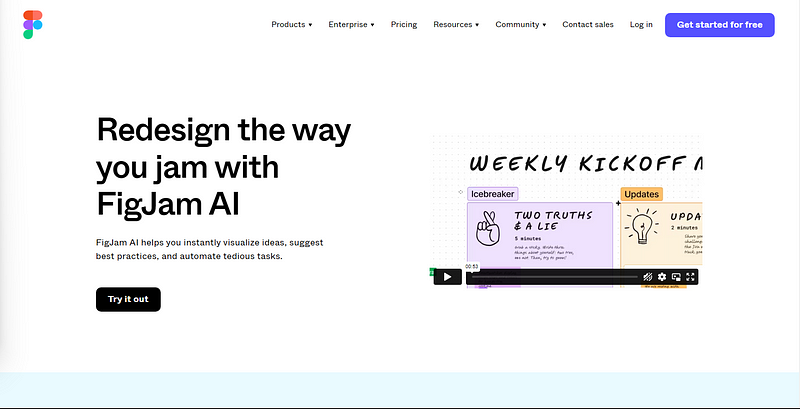 Homepage of FigJam AI - the best tool for UI Design