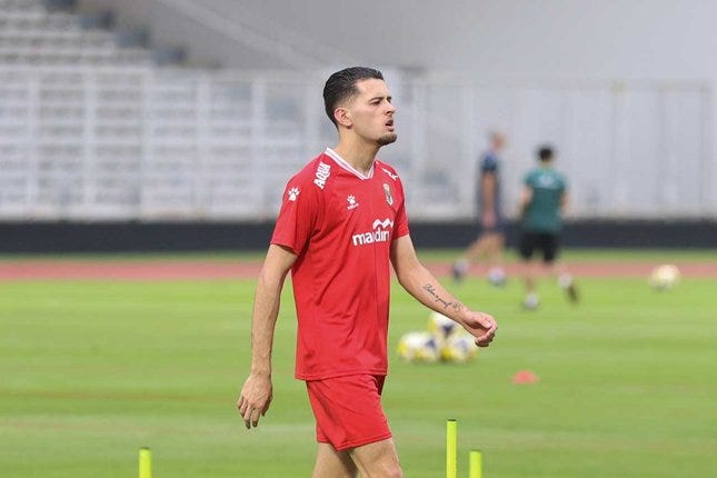 ITUGOL : Aksi Justin Hubner pada sesi latihan Timnas Indonesia © Muhammad Iqbal Ichsan