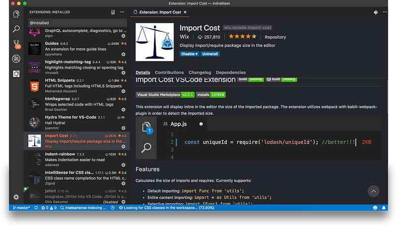 Самые полезные расширения для visual studio code