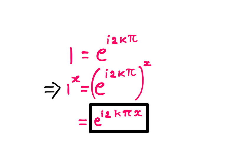 How To Really Solve 1ˣ = -1? — 1 = e^(i2kπ); 1ˣ = e^(i2kπx)