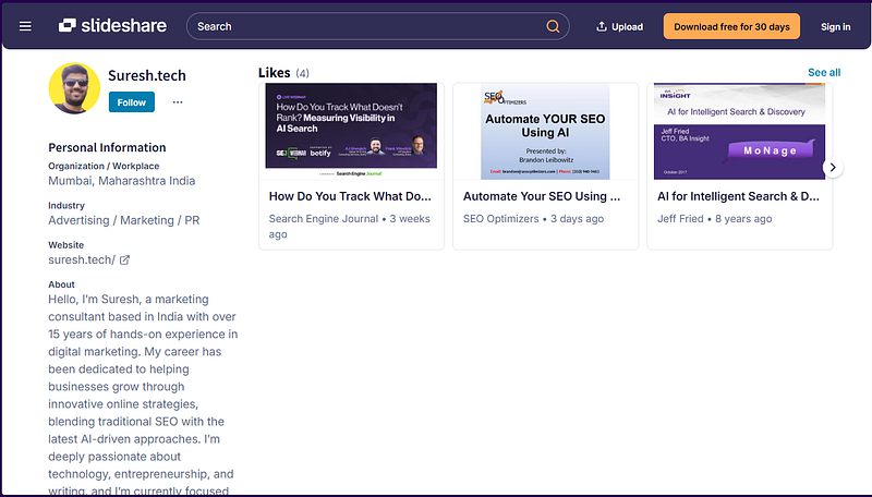 slideshare profile creation site