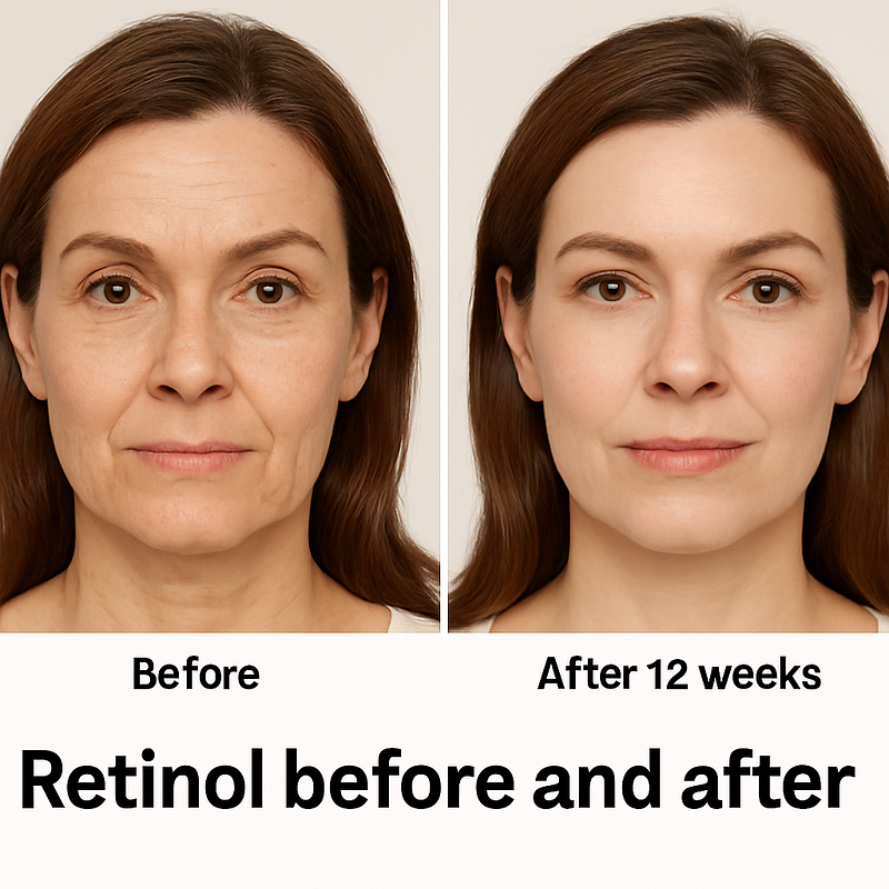 before and after retinol use