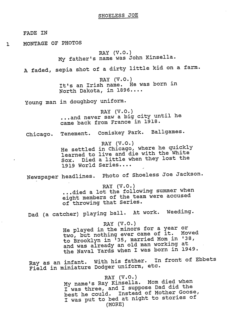 Page One: ‘Field of Dreams’ (1989)