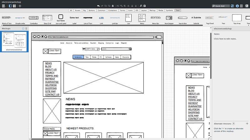 Balsamiq Wireframing in progress