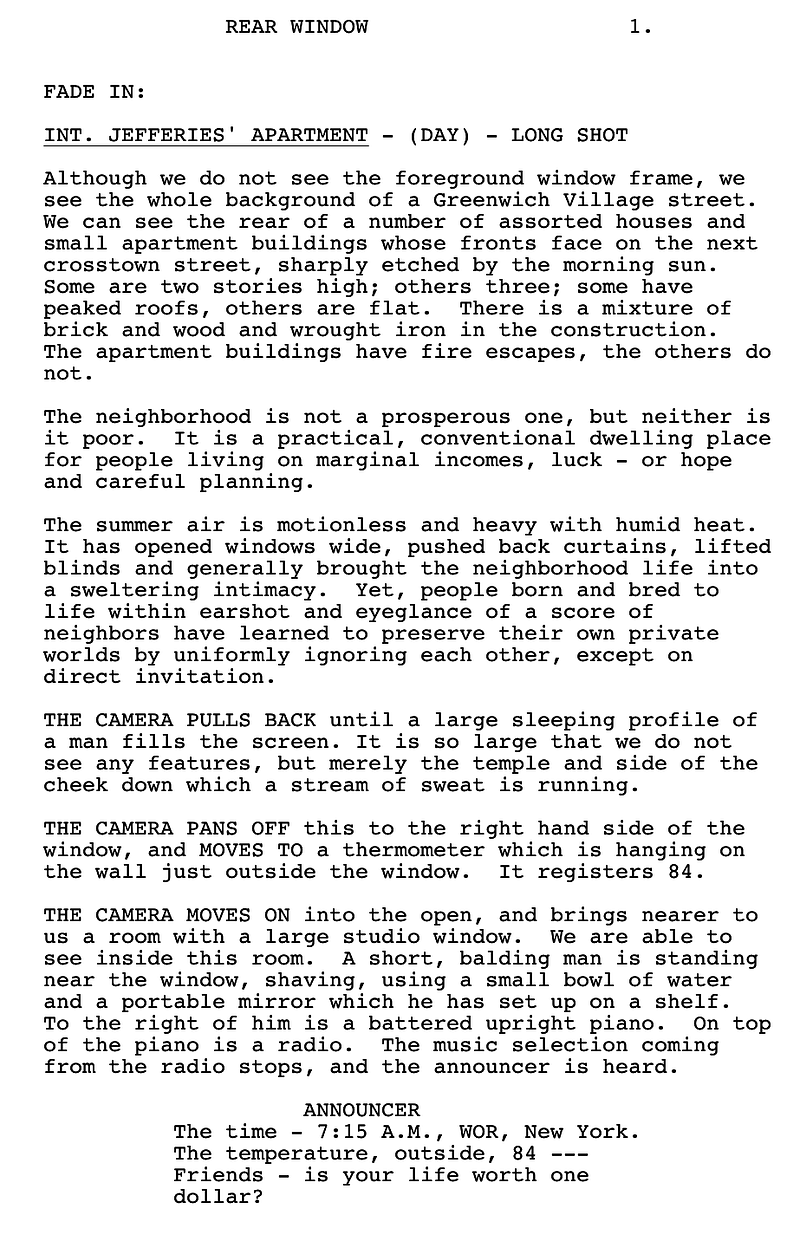 Page One: ‘Rear Window’ (1954)