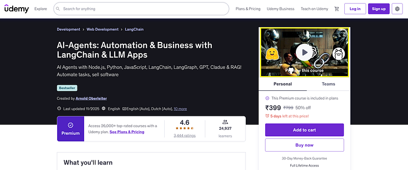 AI-Agents: Automation and Business with LangChain and LLM Apps — Udemy