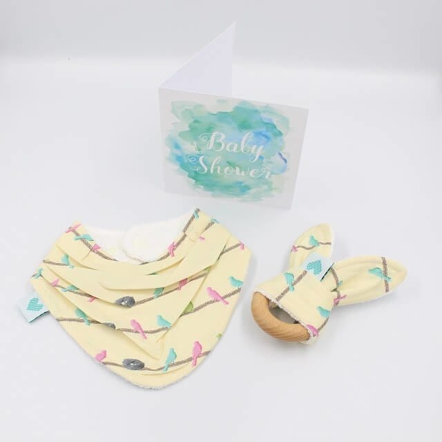 Handmade baby gifts for newborns in birds in perch print