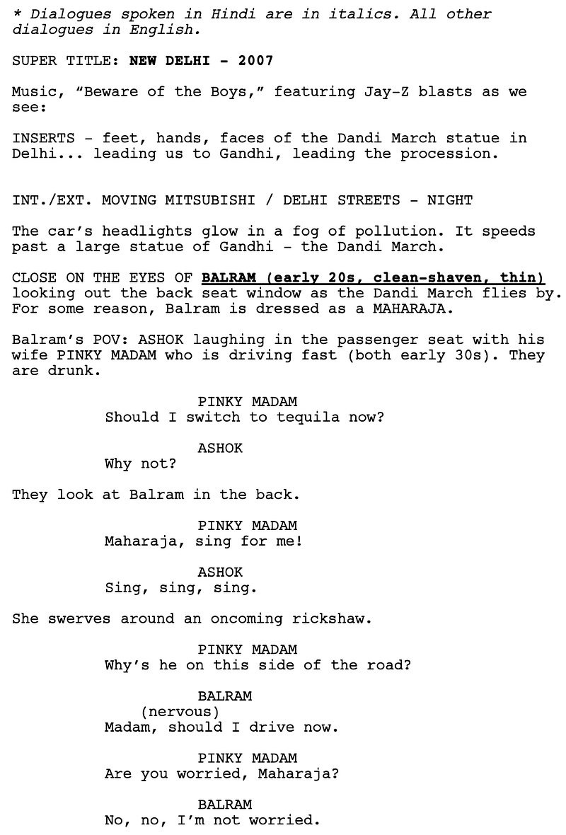 Page One: “The White Tiger” (2021)