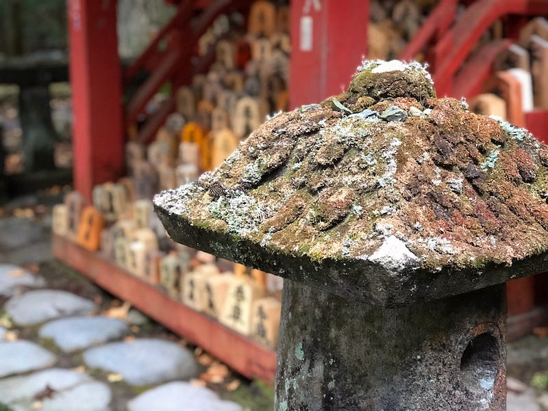 Shogi pieces at the Rinnoji Kannon-do along Nikko’s Takino-o Path in Tochigi Prefecture