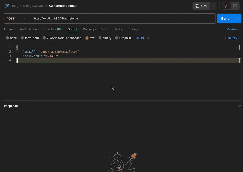 Calling the API routes with super admin user.