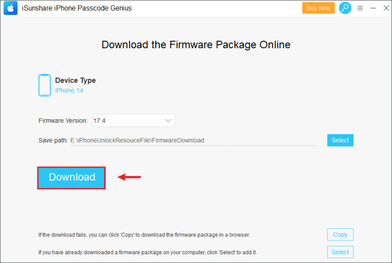 Download the firmware package online