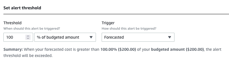 Budget alarm trigger