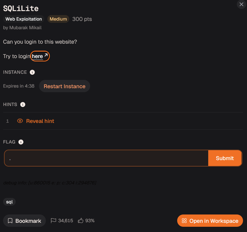 Day 21: SQLiLite — picoCTF Web Exploitation Writeup