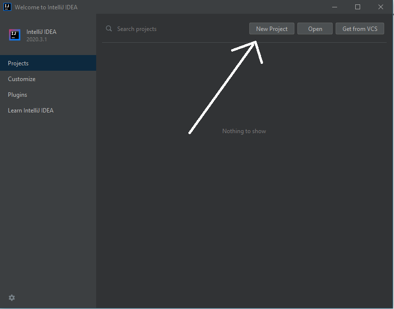 Screenshot showing how to create a project in IntelliJ IDEA.