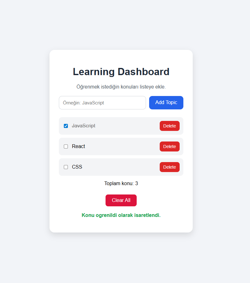 Building My First Real Project: A Learning Dashboard with HTML, CSS, and JavaScript