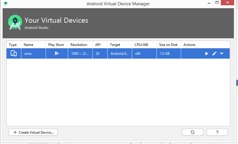 Virtual Device list