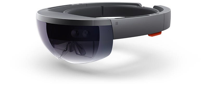 A stock image of the original Microsoft HoloLens.