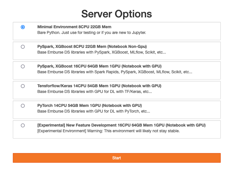 Emburse’s Jupyterhub Server Options
