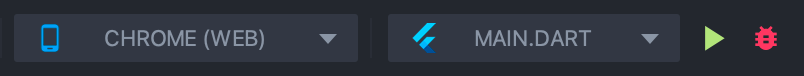 IntelliJ toolbar for executing a Flutter app in the browser