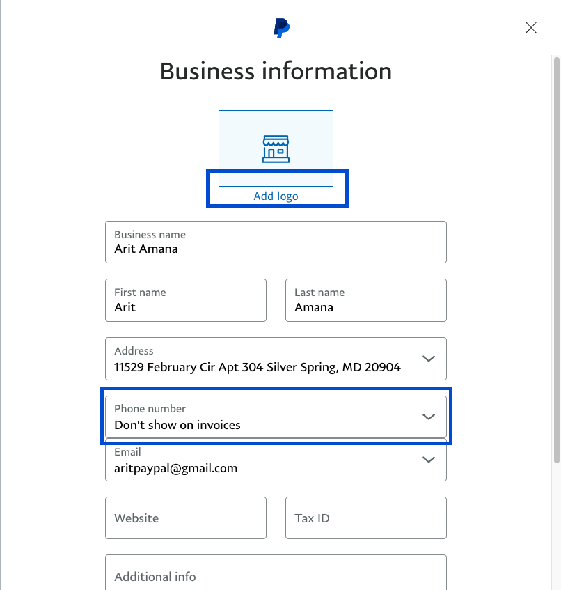 Screenshot of Edit Business Information 2