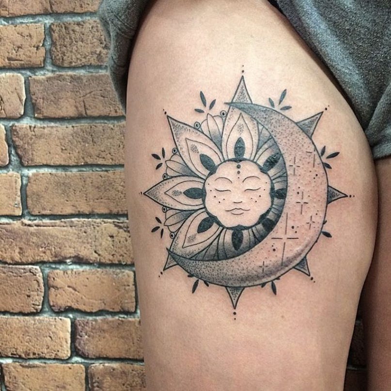 Sun and Moon Tattoo: These 7 Unique Creations Will Inspire ... - moon and sun thigh tattoobr /
