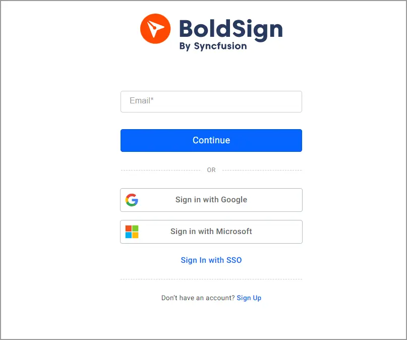 BoldSign sign in page