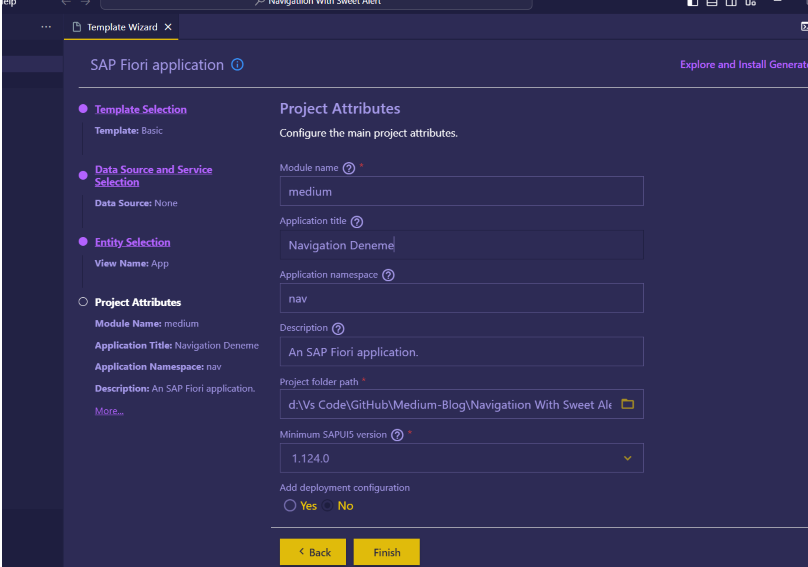Sap Fiori Navigation Route and SweetAlert Usage Example