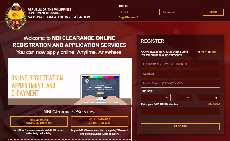 nbi clearance online registration