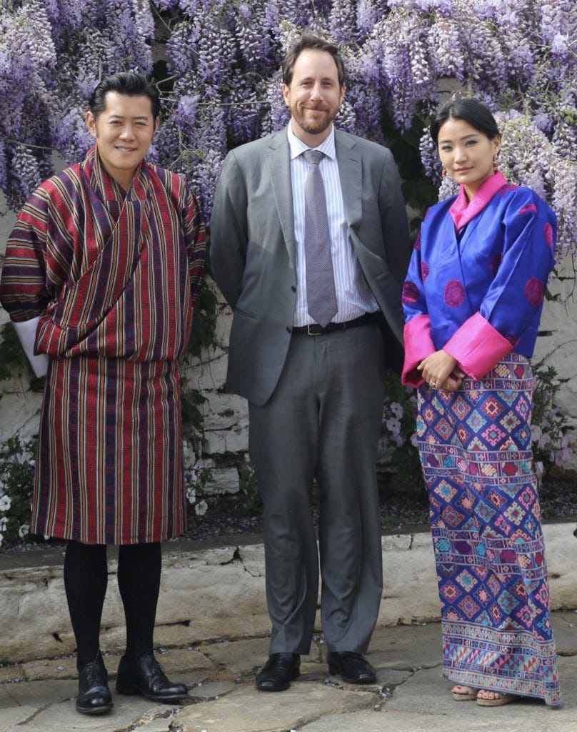 Aaron with King Jigme Khesar and Queen Jetsun Pema of Bhutan