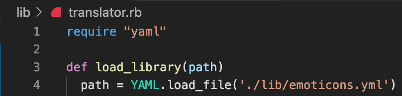 write a method of #load_library with file_path as an argument, and have the file name saved to a variable