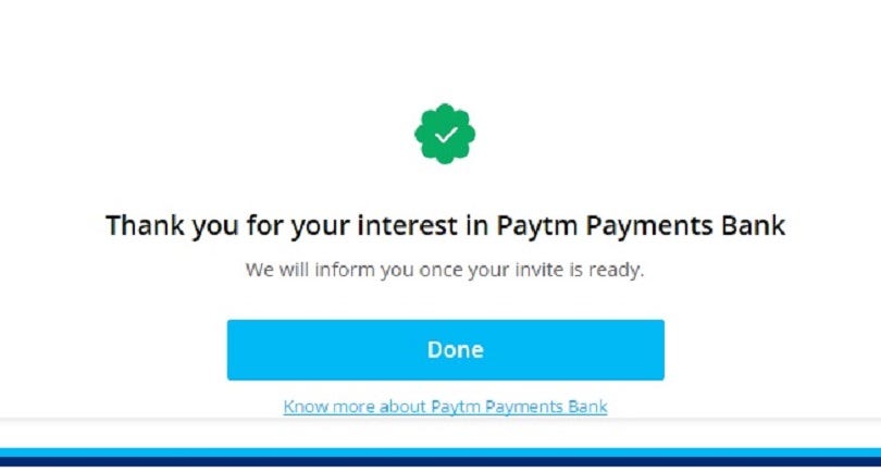 paytm payments bank invite