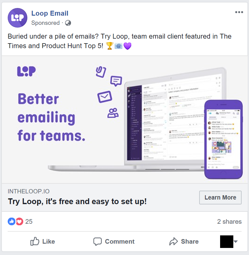 loop email facebook ad