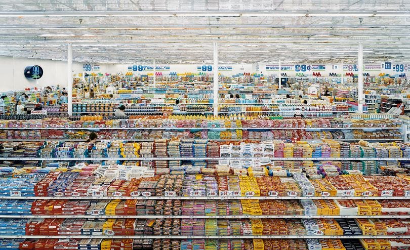 Image of the overwhelming maze of supermarket aisles