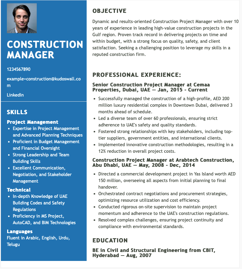 Project Manager Resume