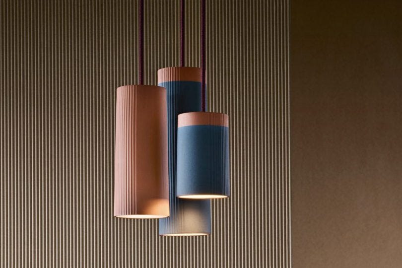 Terracotta Pendant Lamps Inspired by Rigatoni Pasta
