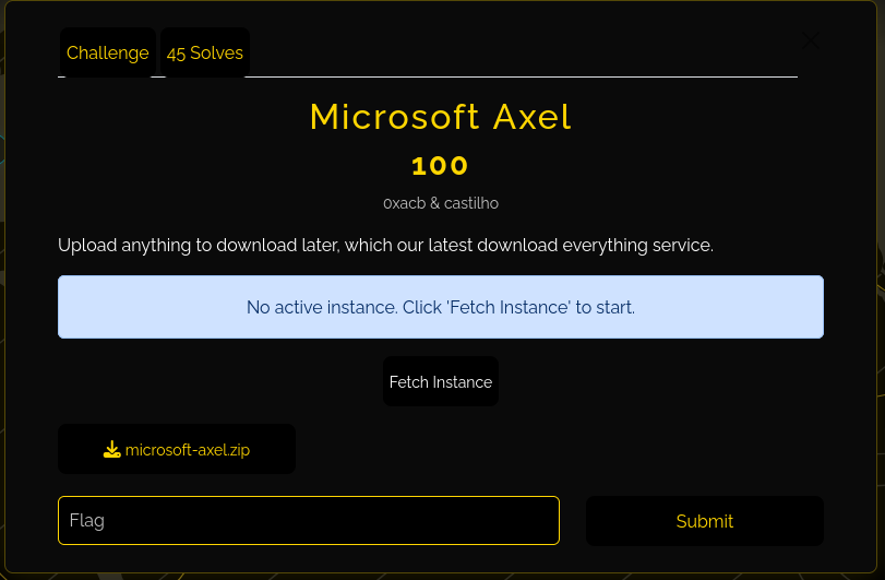 upCTF writeup : Microsoft Axel — Web