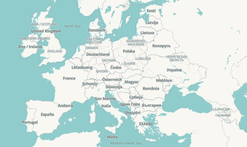 Previous OpenHistoricalMap multi-country-level zoom without landcover and hillshade, focused on Europe