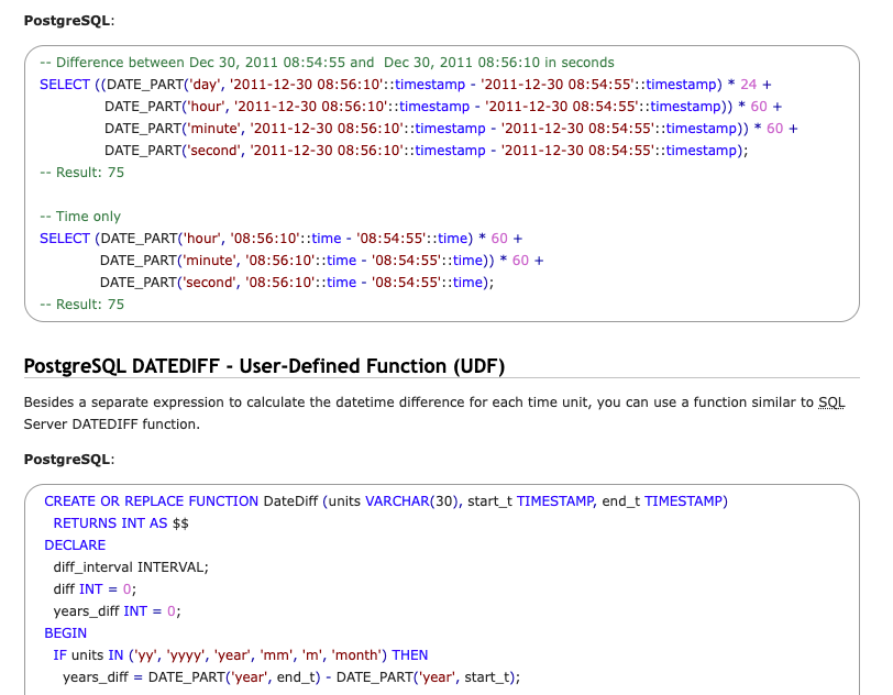 Two Date Difference In Postgresql