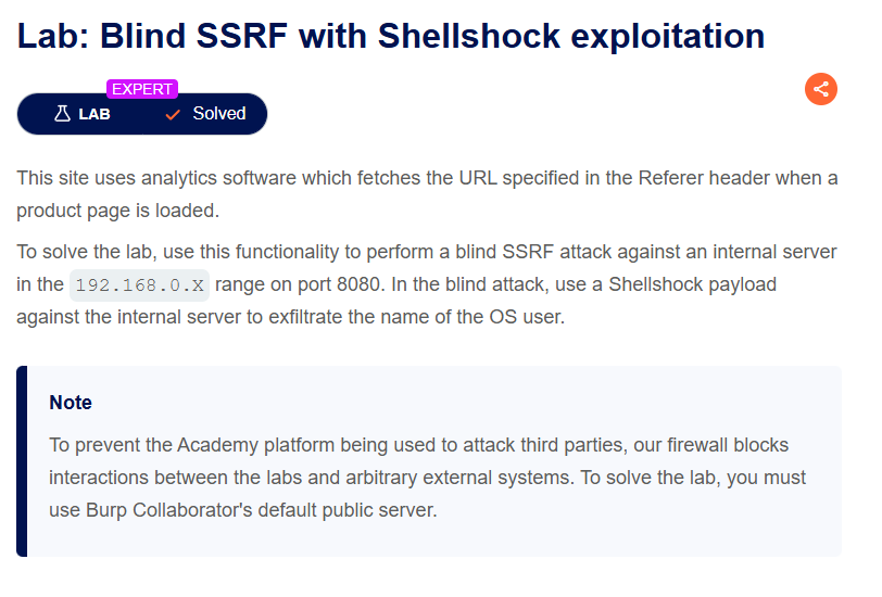 Lab: Blind SSRF with Shellshock exploitation | SSRF #lab6