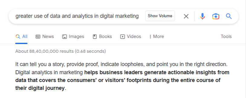 Greater use of data and analytics in Digital Marketing